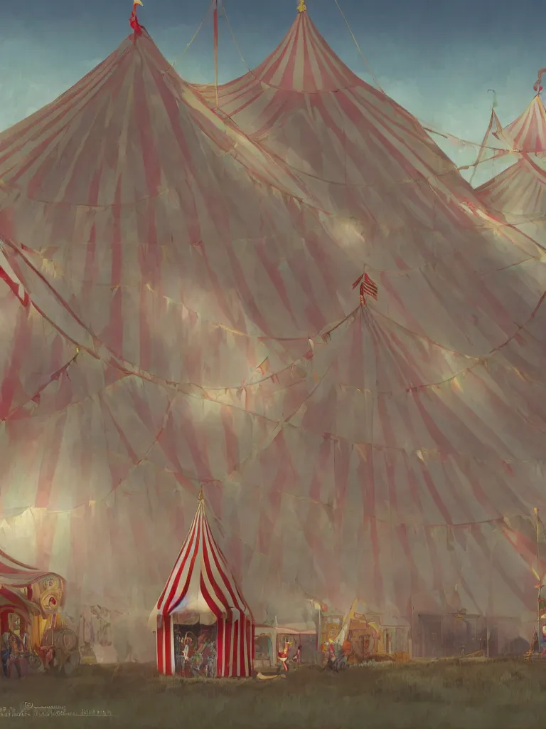 Prompt: circus tent by disney concept artists, blunt borders, rule of thirds