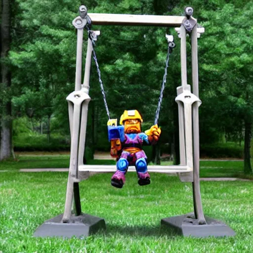 Image similar to master chief on a swing set