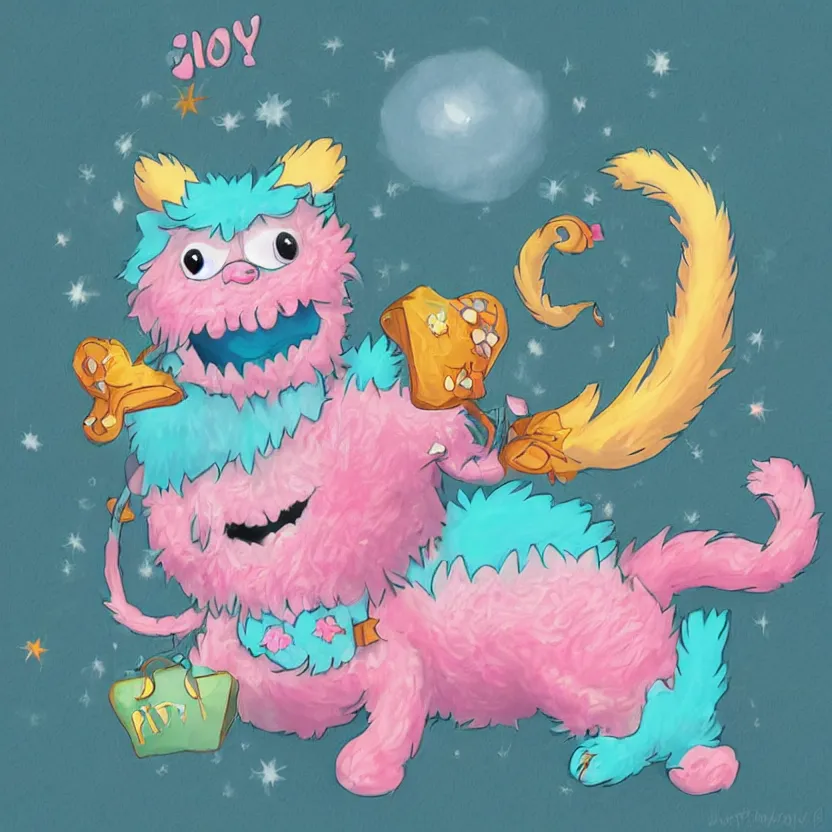 Image similar to Ippity the fluffy monster, super adorable digital art