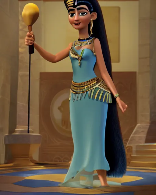 Image similar to cleopatra as a pixar character, head and shoulders