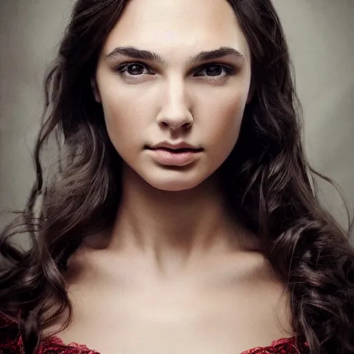 Image similar to a masterpiece portrait photo of a beautiful young woman who looks like an vulkan gal gadot, symmetrical face