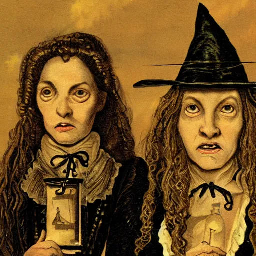 Image similar to witches, 1 7 0 0 s, found footage, highly detailed, high resolution, terrifying, horror