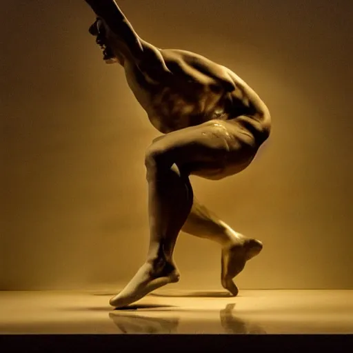 Prompt: a dancer made of wet clay, motion blur, cinematic light, by michelangelo, beautiful dreamy lighting,