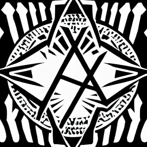 Image similar to AO anarchy symbol, graphic design, logo, black and white, occult