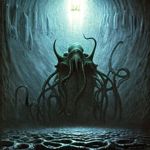 Image similar to a cinematic scene from the cthulhu, concept art by beksinski and jean delville, dramatic lighting, ultra hd, hdr, 8 k