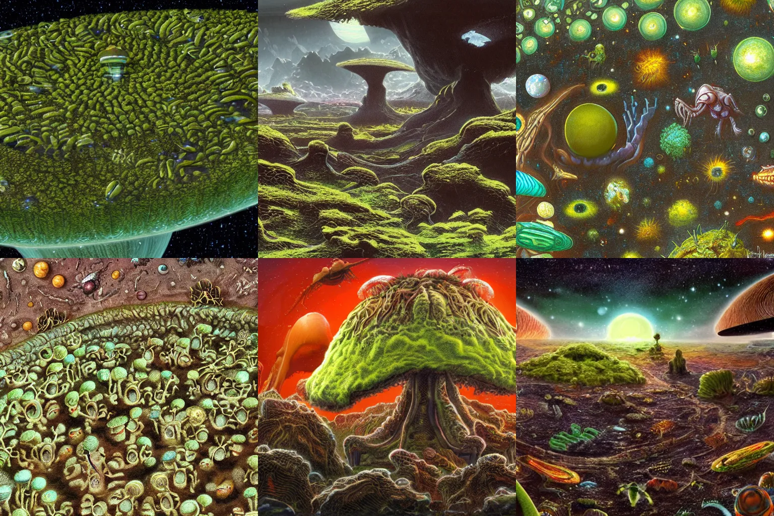 Prompt: An alien ecosystem with abundant alien life