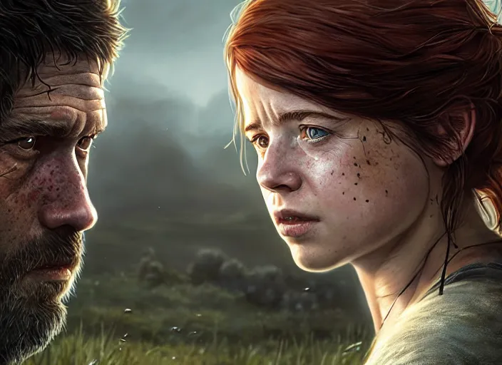 Image similar to highly detailed portrait of jessie buckley, in the last of us, stephen bliss, 8 k, unreal engine, fantasy art by greg rutkowski, loish, rhads, ferdinand knab, makoto shinkai and lois van baarle, ilya kuvshinov, rossdraws, tom bagshaw, global illumination, radiant light, detailed and intricate environment