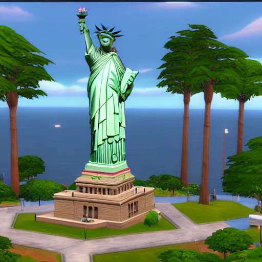 Image similar to a screenshot of the statue of liberty in the sims 4