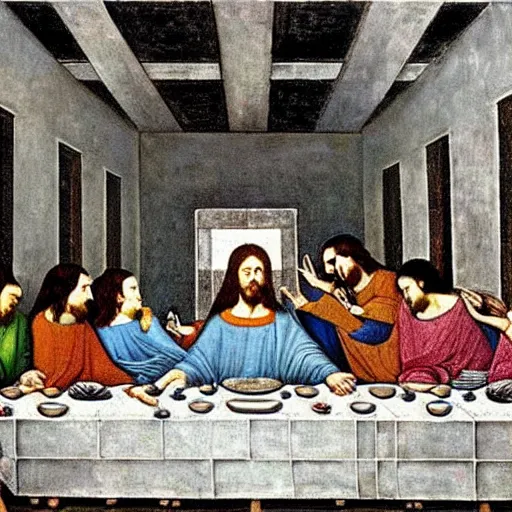 Image similar to The last supper artwork by Piet Mondrian