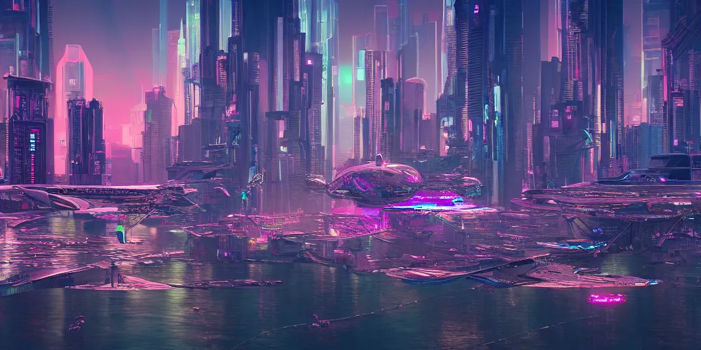 Image similar to futuristic floating synthwave city, science fiction digital art, award winning, trending on artstation, digital art. highly detailed 8 k. intricate. lifelike.