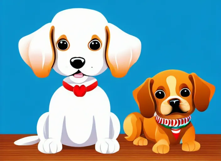 Prompt: cute cartoon dogs white background, realistic, detailed