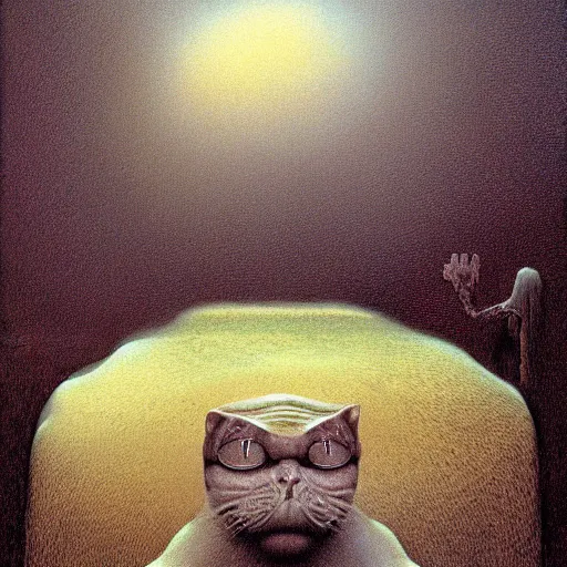 Prompt: garfield by zdzisław beksinski