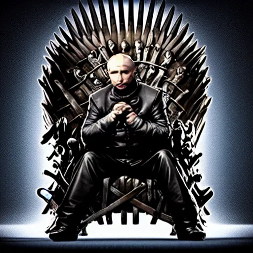 Image similar to “Putin sitting on the iron throne award winning, 4k realistic Photograph”