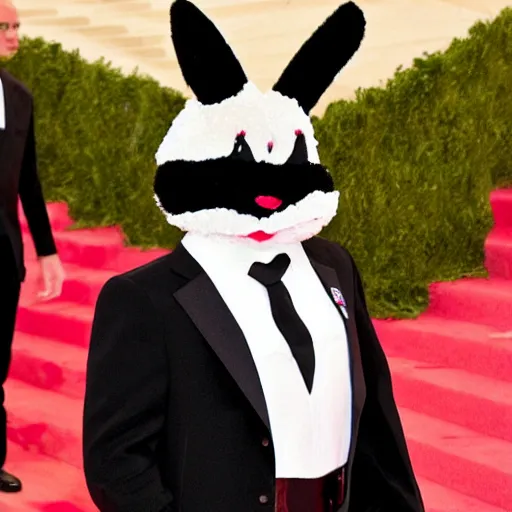 Image similar to photo of bugs bunny at the met gala