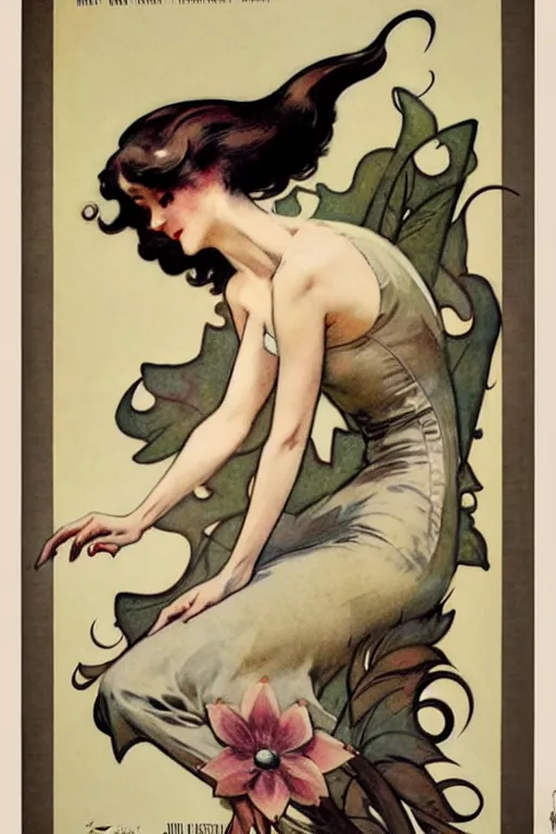 Image similar to (((((1950s Art Nouveau poster art. muted colors.))))) by Jean-Baptiste Monge !!!!!!!!!!!!!!!!!!!!!!!!!!!