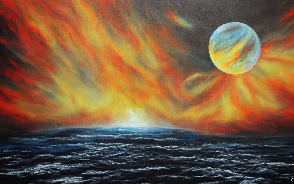 Image similar to the end of the world, doomsday, style of a painting by leona creo