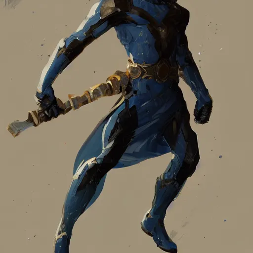 Image similar to a hero named rope man, his suit is black and blue and he has a bat like wing suit under it, mystic, concept art, artstation, greg rutkowski, reference sheet