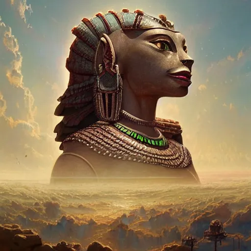 Prompt: highly detailed portrait of sekhmet the egyptian goddess, intricate alien technology, stephen bliss, unreal engine, fantasy art by greg rutkowski, loish, rhads, ferdinand knab, makoto shinkai and lois van baarle, ilya kuvshinov, rossdraws, tom bagshaw, global illumination, radiant light, detailed and intricate environment