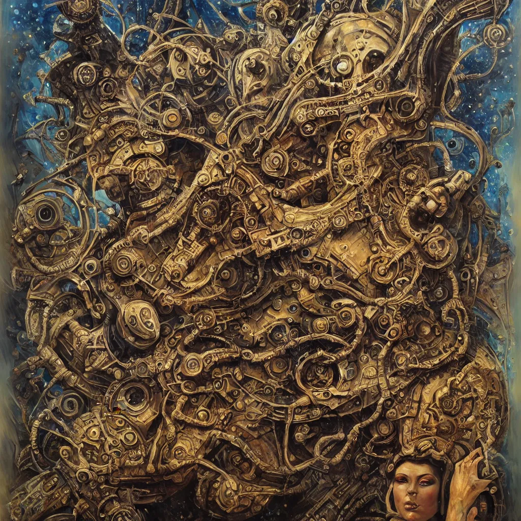 Prompt: artifacts and ancient book, intricate oil painting, high detail, neo - expressionism, retro sci - fi secret space artifact object, avant garde post - morden monumental dynamic illustration, fantasy art, illusion surreal art, highly conceptual figurative art, intricate detailed illustration, controversial poster art