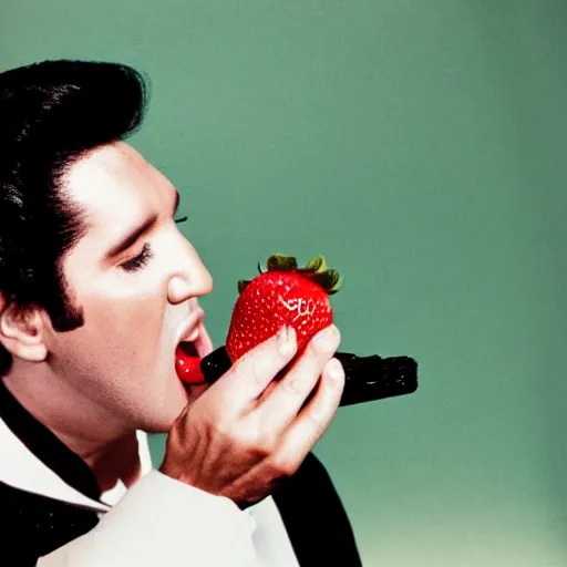 Image similar to elvis presley eating strawberry