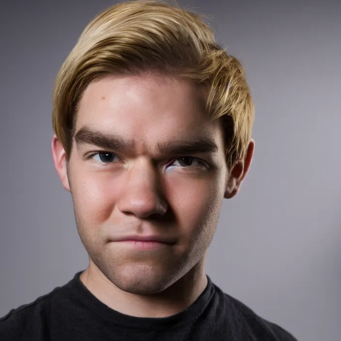 Prompt: portrait of young adult antony starr, slightly smiling. looking towards the camera, by brandon stanton. blonde hair. detailed, 4 k, morning hour.