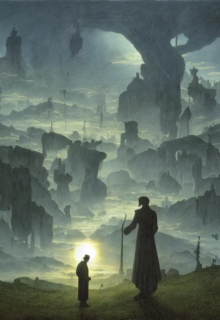 Prompt: solarpunk knight | Caspar David Friedrich |