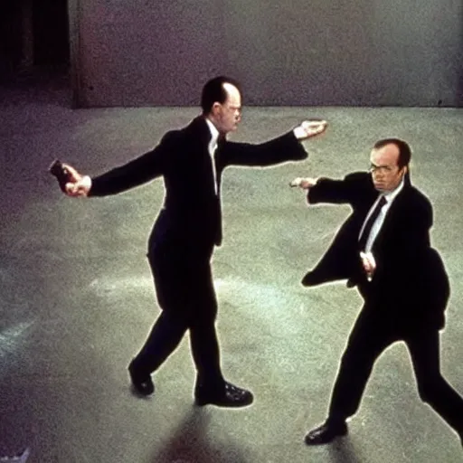 Prompt: Many instances of Agent Smith from The Matrix fighting each other, top post of all time on /r/AccidentalRenaissance subreddit