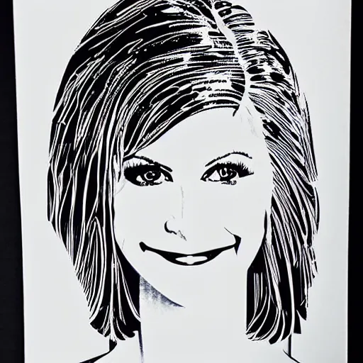 Image similar to a stylized cut paper portrait of olivia newton - john