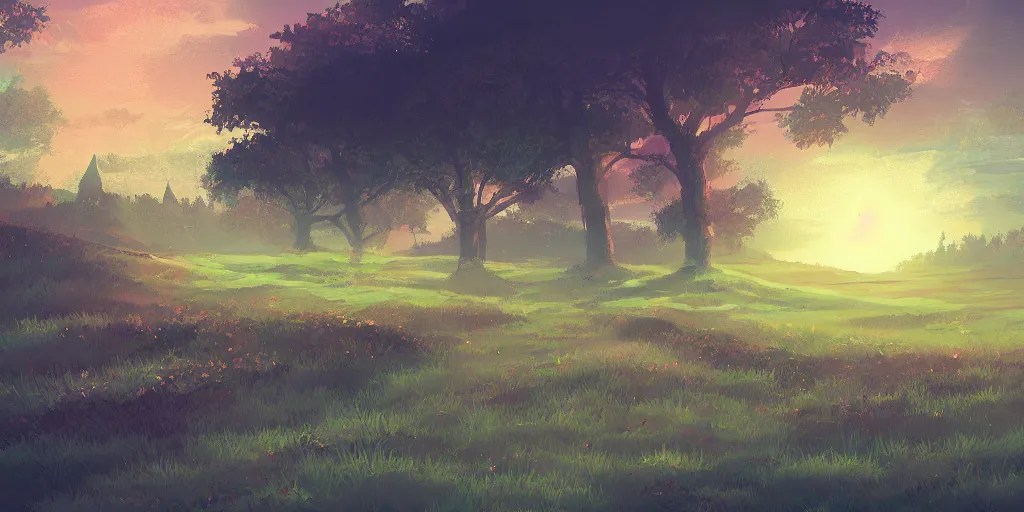 Image similar to professional digital art of lofi landscape, digital art, beautiful composition, trending on artstation and deviantart, masterpiece