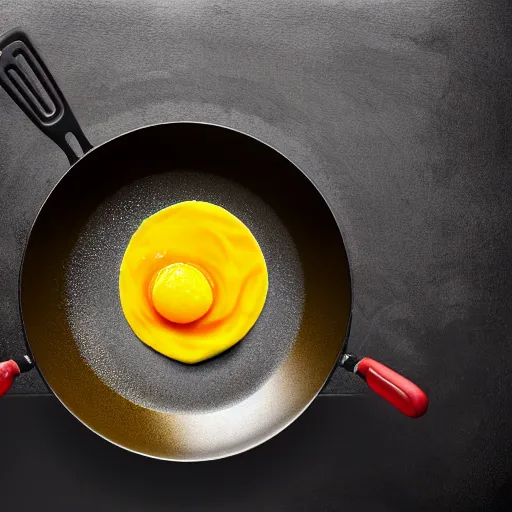 Image similar to thom yorke as egg yolk while cooking on a pan, thom yorke is made of egg yolk he is egg yolk, realistic, hyperrealistic, ultra realistic, real, real world, highly detailed, very detailed, extremely detailed, intricate details, 8 k resolution, hd quality