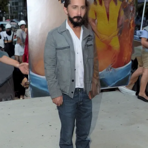 Prompt: Shia Lebeouf standing on a cloud.