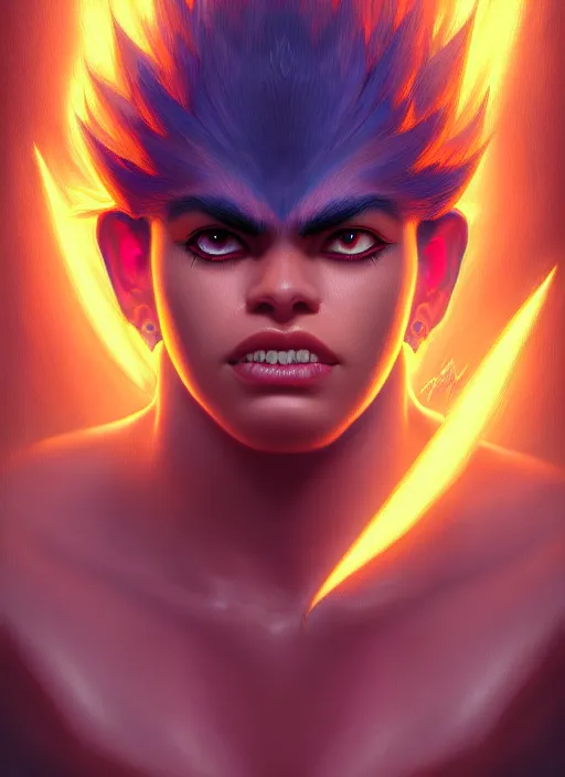 Image similar to symmetry!! portrait of blanka with lightning, street fighter, global illumination!! intricate, elegant, highly detailed, digital painting, artstation, concept art, smooth, sharp focus, illustration, art by artgerm and greg rutkowski and alphonse mucha