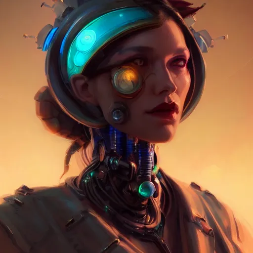 Prompt: a portrait of a beautiful cybernetic gypsy, cyberpunk concept art by pete mohrbacher and wlop and artgerm and josan gonzales, digital art, highly detailed, intricate, sci-fi, sharp focus, Trending on Artstation HQ, deviantart, unreal engine 5, 4K UHD image