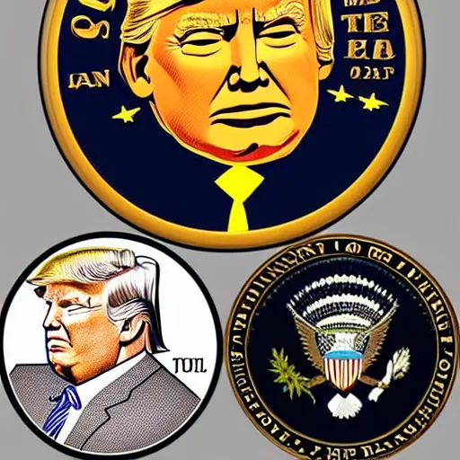 Image similar to a coin with Trump’s face on it