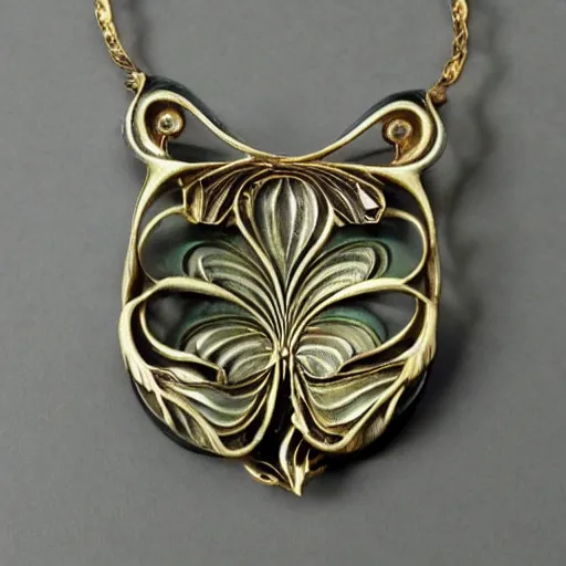 Prompt: hyperrealistic botanical artnouveau complicated constructional artnouveau patterned rene lalique jewelry