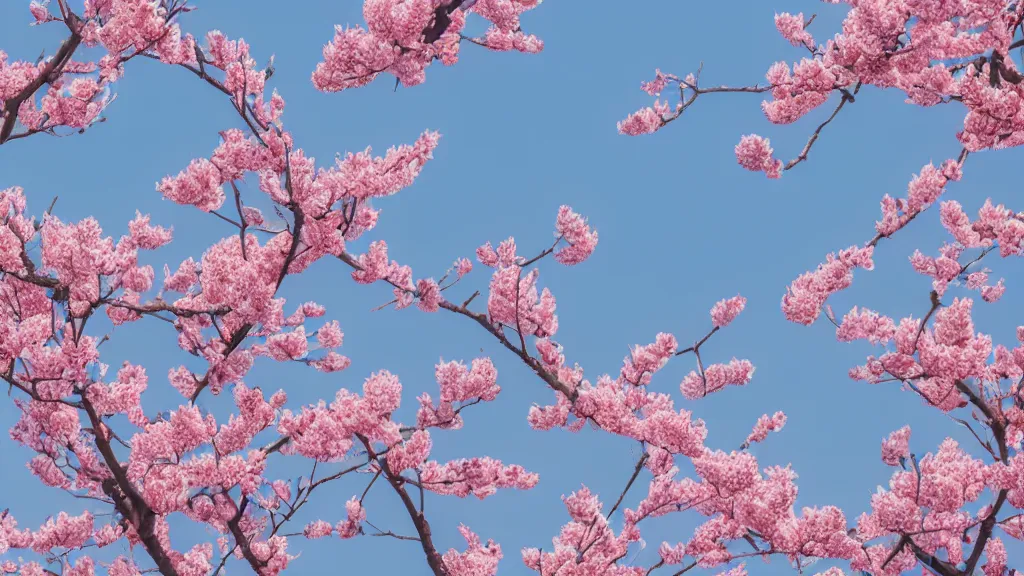 Prompt: a watercolor of Peach blossoms bloom along the Shanghai skyline, The soft pinks and greens of the flowers are offset by the blue of the sky and the gray of the cityscape. HD, Octane render 8K,