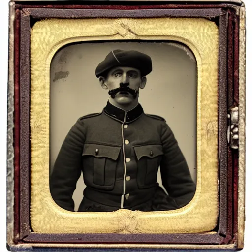 Image similar to facial portrait of luigi as a world war one soldier, 1 9 1 9, ambrotype, award winning