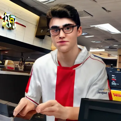 Image similar to t 1 faker working at mcdonalds