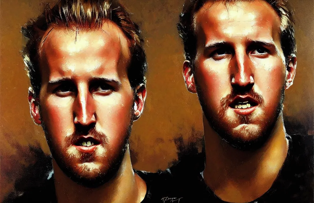 Image similar to portrait of harry kane!!!!!!!!!!!!!!!!!!!!!!!!!!!, detailed face, detailed painting, epic lighting, by ilya repin, phil hale and kent williams