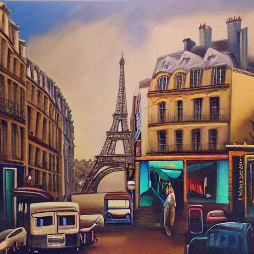 Image similar to surrealist painting of paris