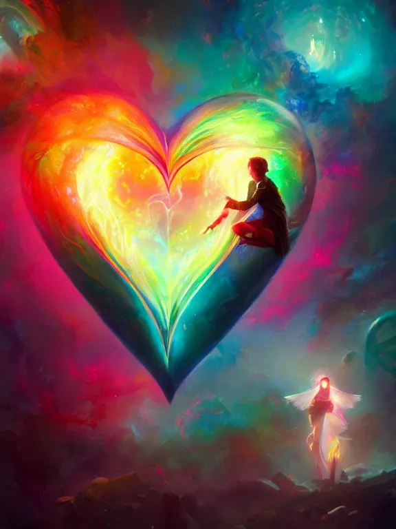 Prompt: a ultradetailed beautiful concept art of the prismatic heart being absorbing the wonderful colors of the emotion around it, concept art, high resolution 4 k, by tom bagshaw, greg rutkowski, charli bowater and artgeem