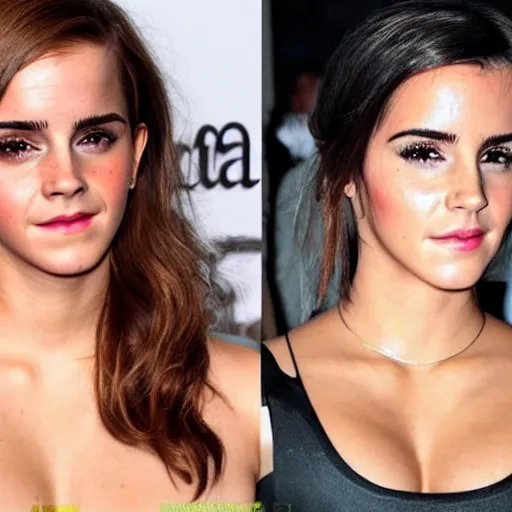 Image similar to emma watson mixed with kim kardashian, 5 0 - 5 0 mixture