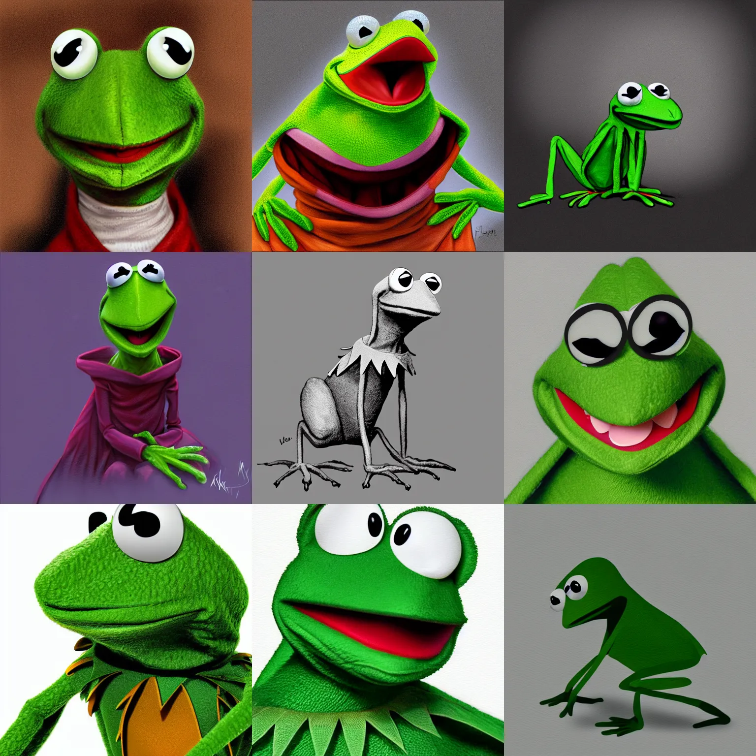Prompt: furious kermit the frog, highly detailed, digital painting, concept art