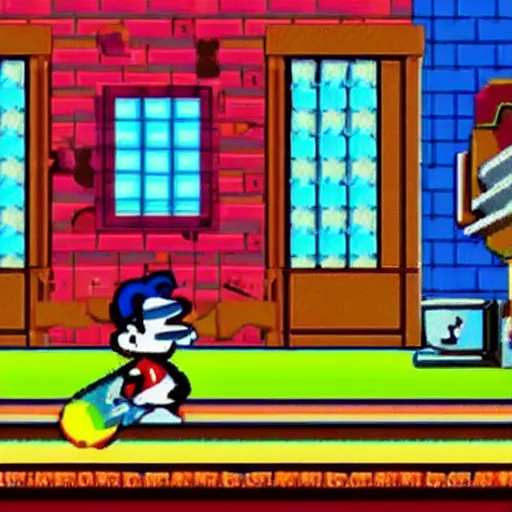 Image similar to a still of the movie weird science, 2 0 0 4 paper mario : the thousand - year door visuals and graphics aesthetic