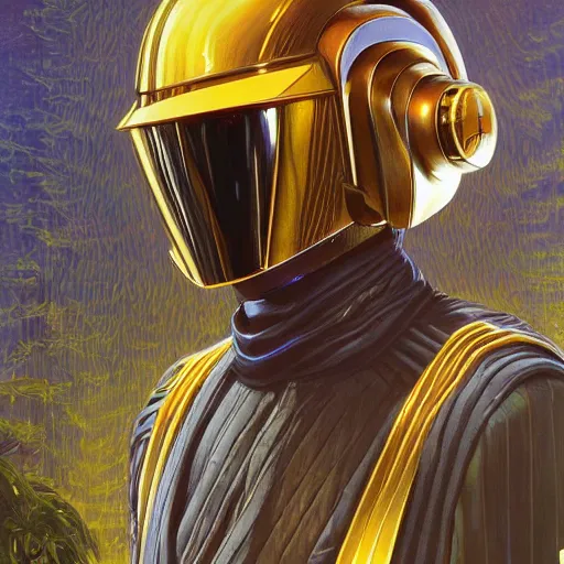 Prompt: Daft Punk as fantasy D&D characters, close-up portrait art by Donato Giancola and James Gurney, digital art, trending on artstation