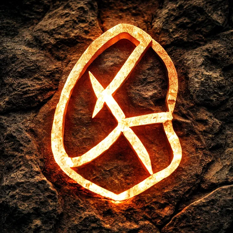 Prompt: photo of a stone with a luminous rune drawn on it. stone wrapped with copper wire. extremely high details, masterpiece, cinematic, octane rendering, depth of field, bokeh, cgsociety