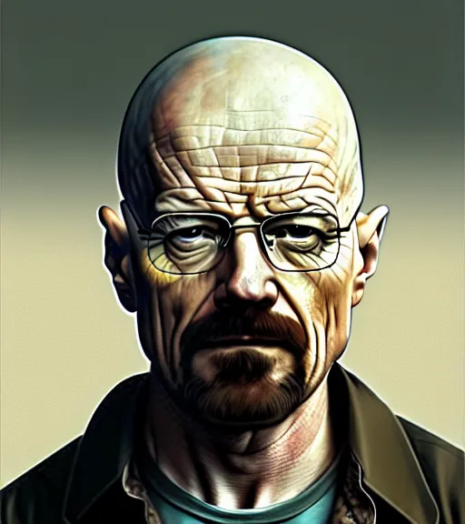 Image similar to walter white if he never sold drugs, detailed facial expression, detailed surroundings, intricate, elegant, highly detailed, centered, digital painting, artstation, concept art, smooth, sharp focus, illustration, by ( leonardo da vinci ), wlop