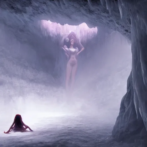 Image similar to succubus in the ice cave. greg rutkowski. boris vallejo. color grading lut 3 8 4 0 x 2 1 6 0