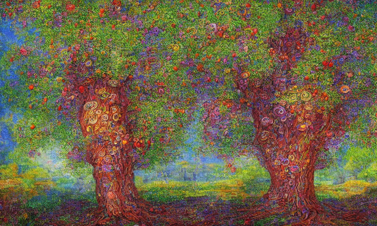 Prompt: Tree with the texture of a mushroom with an etched heart etched heart with texture of gummy bear mushroom skin texture gummy bear texture heart high definition HD 3d realistic dreamy visual poem of Oak Tree with texture of a mushroom in the art style of Victor Nizovtsev and Peter Paul Rubens