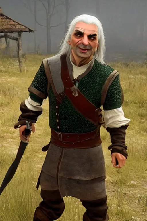 Image similar to Mr bean as Geralt of rivia